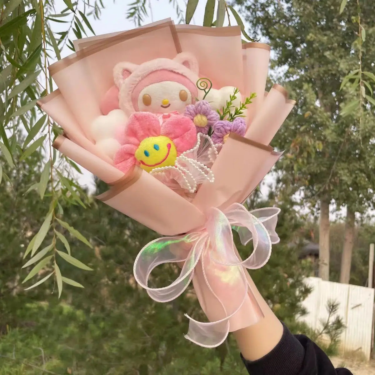 Kawaii Hello Kitty Cat Dolls With Artificial Flowers Creative Bouquet Christmas Valentine Birthday Graduation Gifts